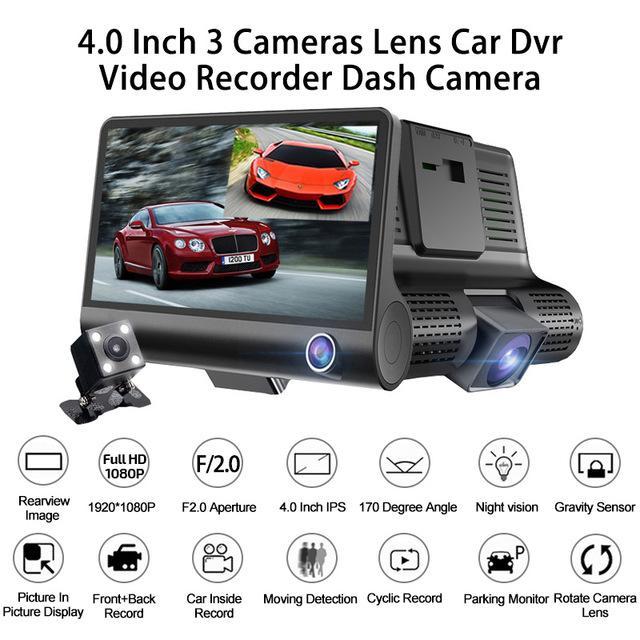 DVR DE VOITURE AVEC 3 OBJECTIFS DE CAMÉRA 2 pixel Global Gps