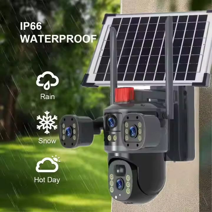 12Megapixel 4G F كاميرا مراقبة بالطاقة الشمسية ثلاثية الشاشات