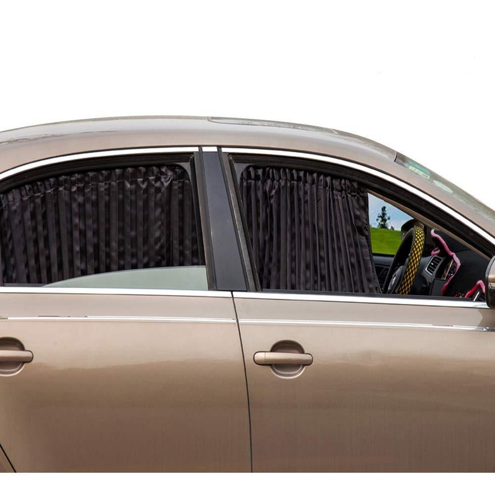 Pare-soleil voiture avec 2 rideaux en tissus noir à ouvrir ou fermer facilement Mahalkom