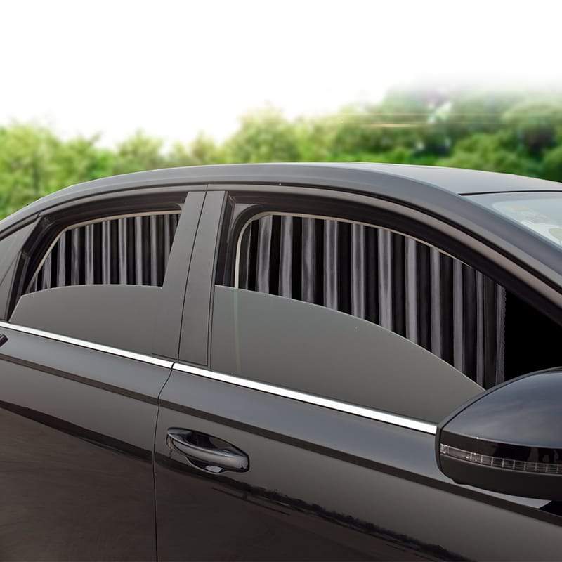 Pare-soleil voiture avec 2 rideaux en tissus noir à ouvrir ou fermer facilement Mahalkom