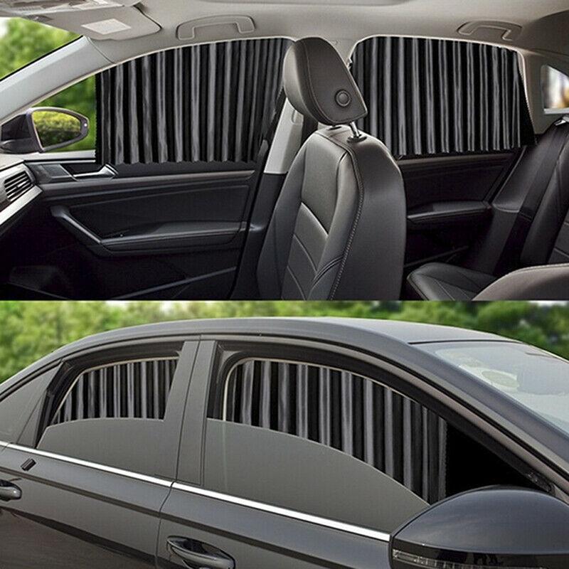 Pare-soleil voiture avec 2 rideaux en tissus noir à ouvrir ou fermer facilement Mahalkom